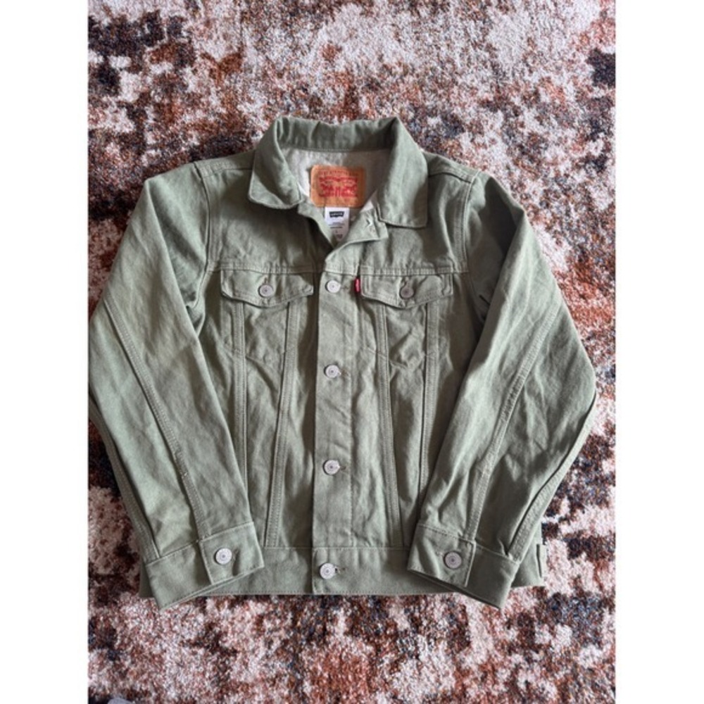 Levi's Girls Olive Green Denim Trucker Jacket Size L 12-13 Years‎ 100% Cotton